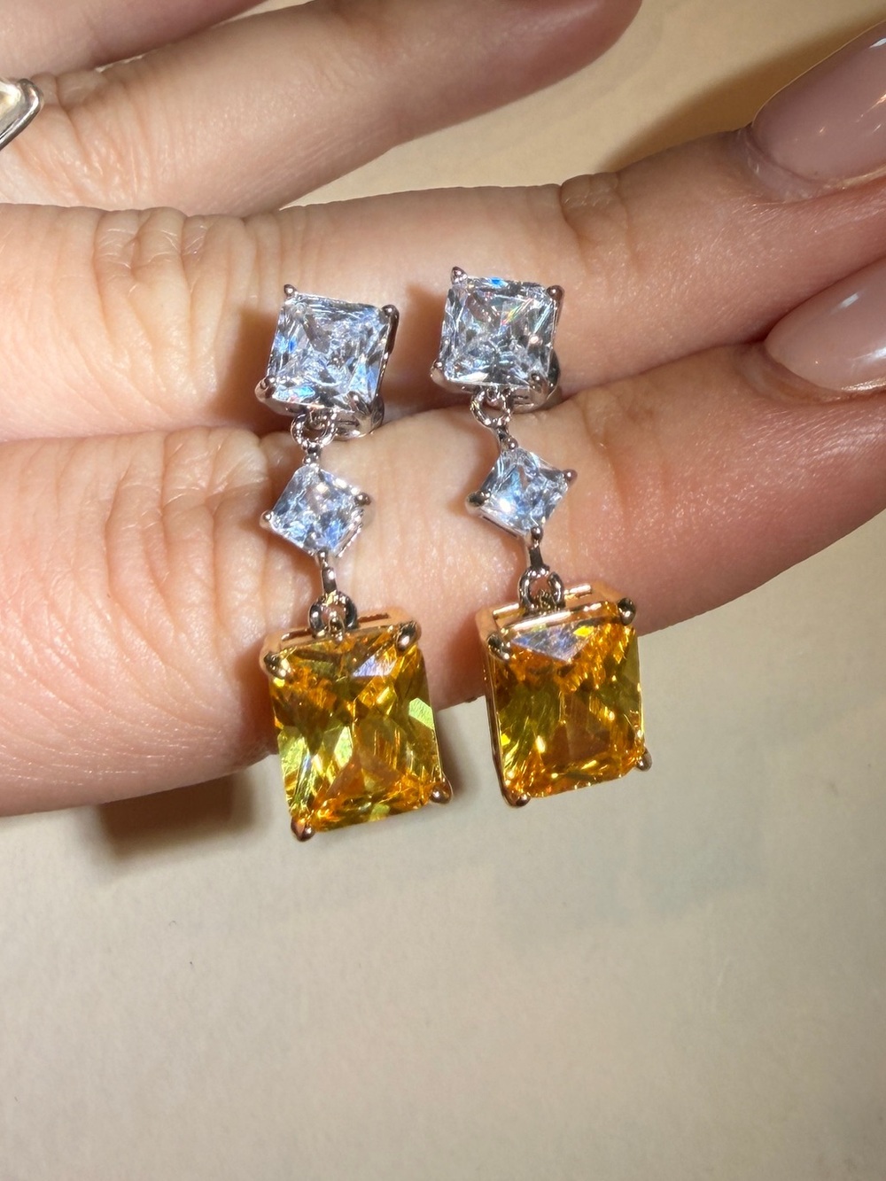 Yellow Diamond Earrings - Picture 3 of 4